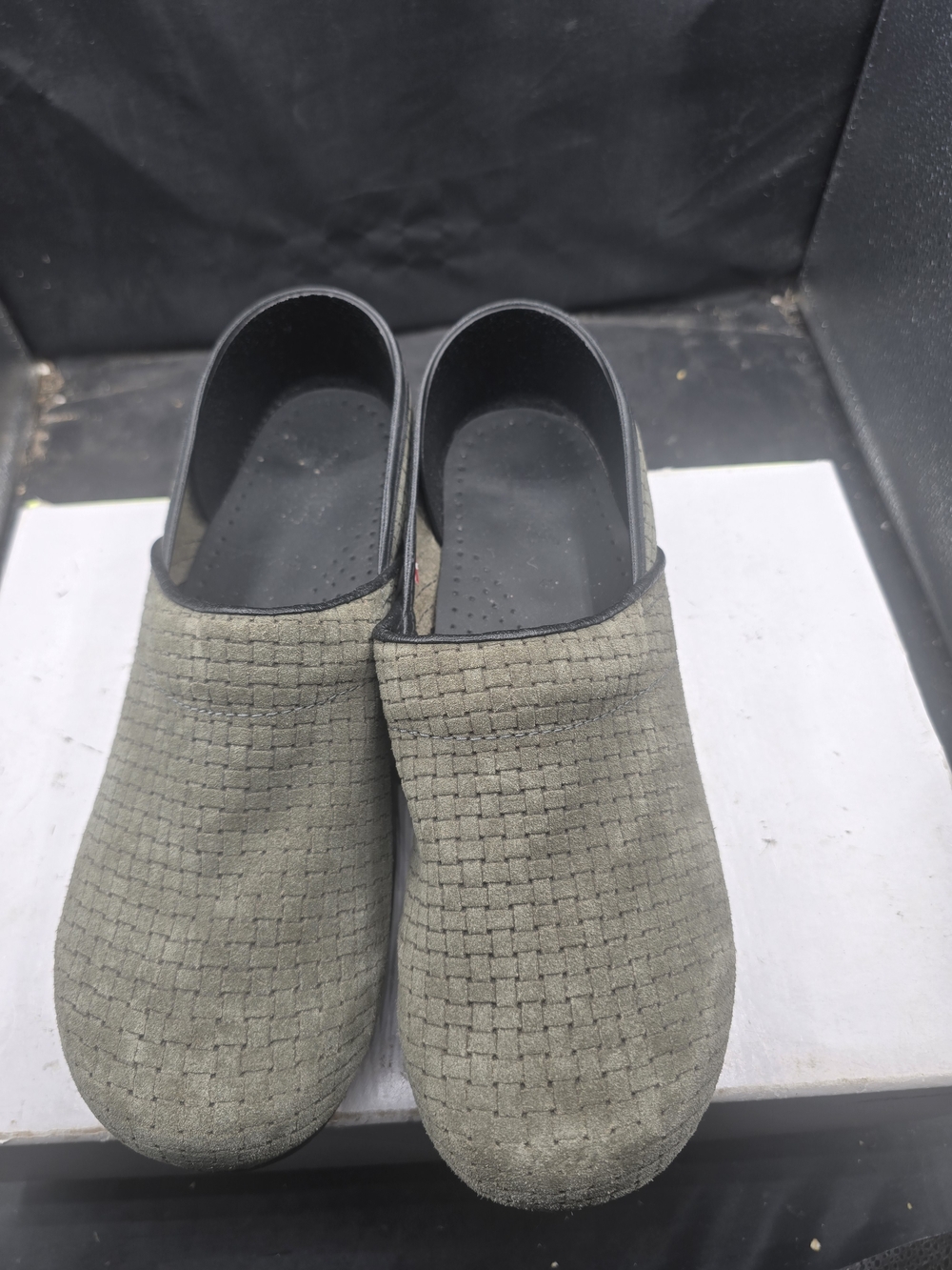 Sanita Olive Green Weave Slip-On Clogs